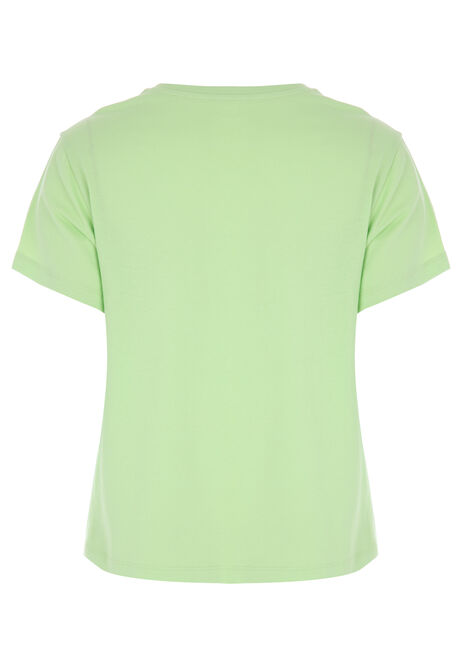 Womens Lime Green Plain Front Knot T-Shirt