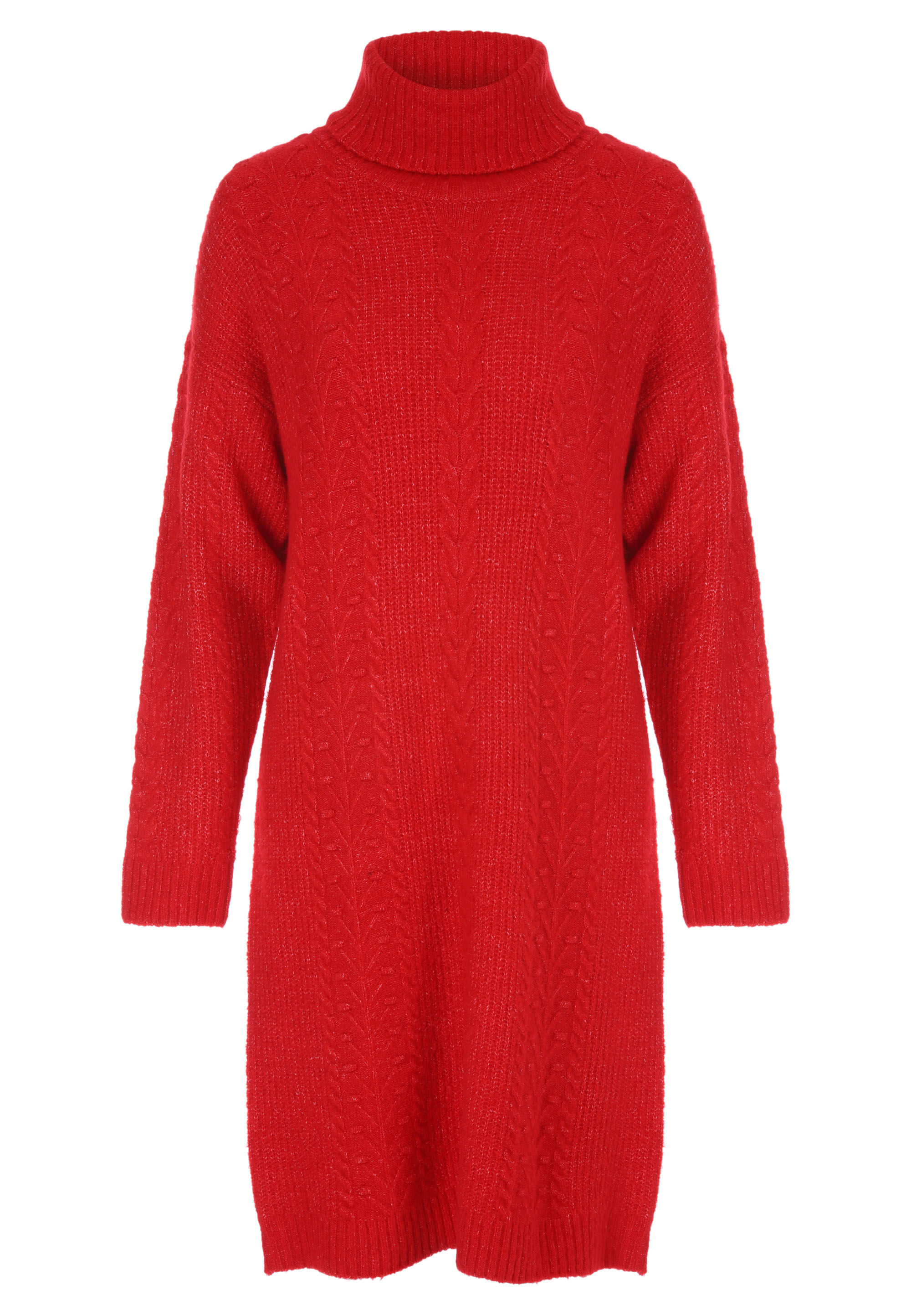 Womens Red Knitted Cowl Neck Jumper Dress Peacocks