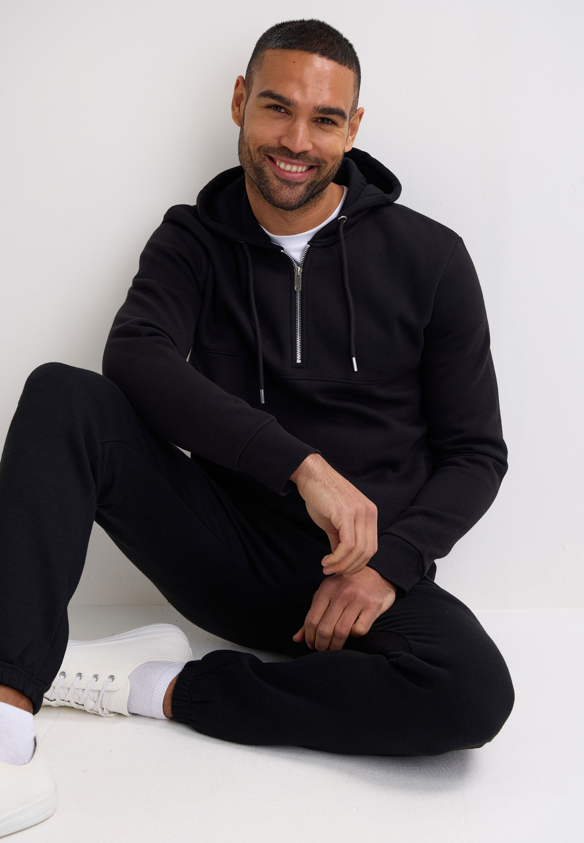 Peacocks Men's Black Cotton Zip Front Hoodie Sweatshirt, Size: XXL