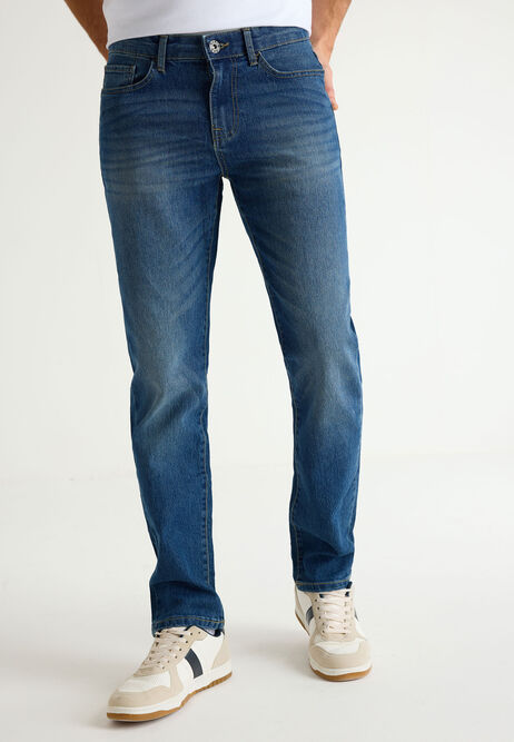 Mens Blue Wash Straight Leg Jeans