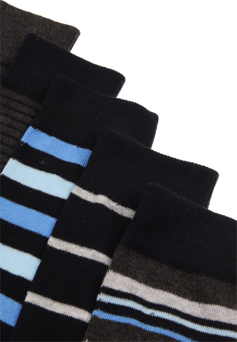 Mens 5pk Black & Blue Stripe Ankle Socks