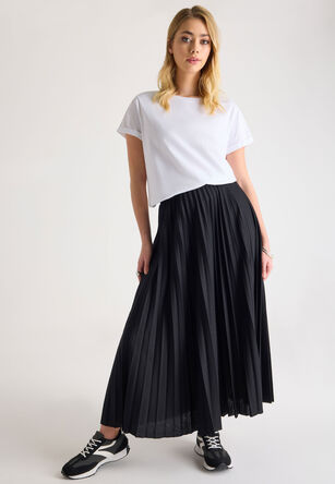 Womens Black Pleated Jersey Skirt