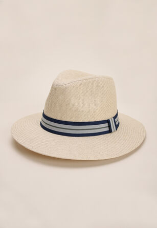 Mens Neutral Stripe Panama Hat