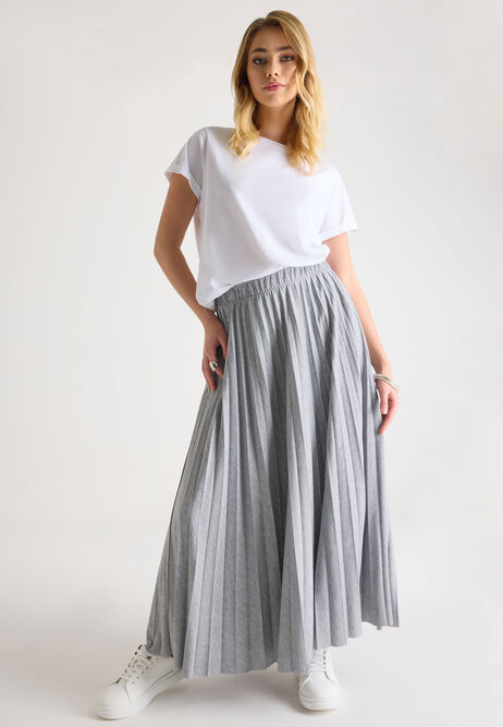 Womens Grey Pleated Jersey Skirt
