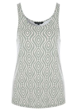Womens Sage & White Abstract Print Vest