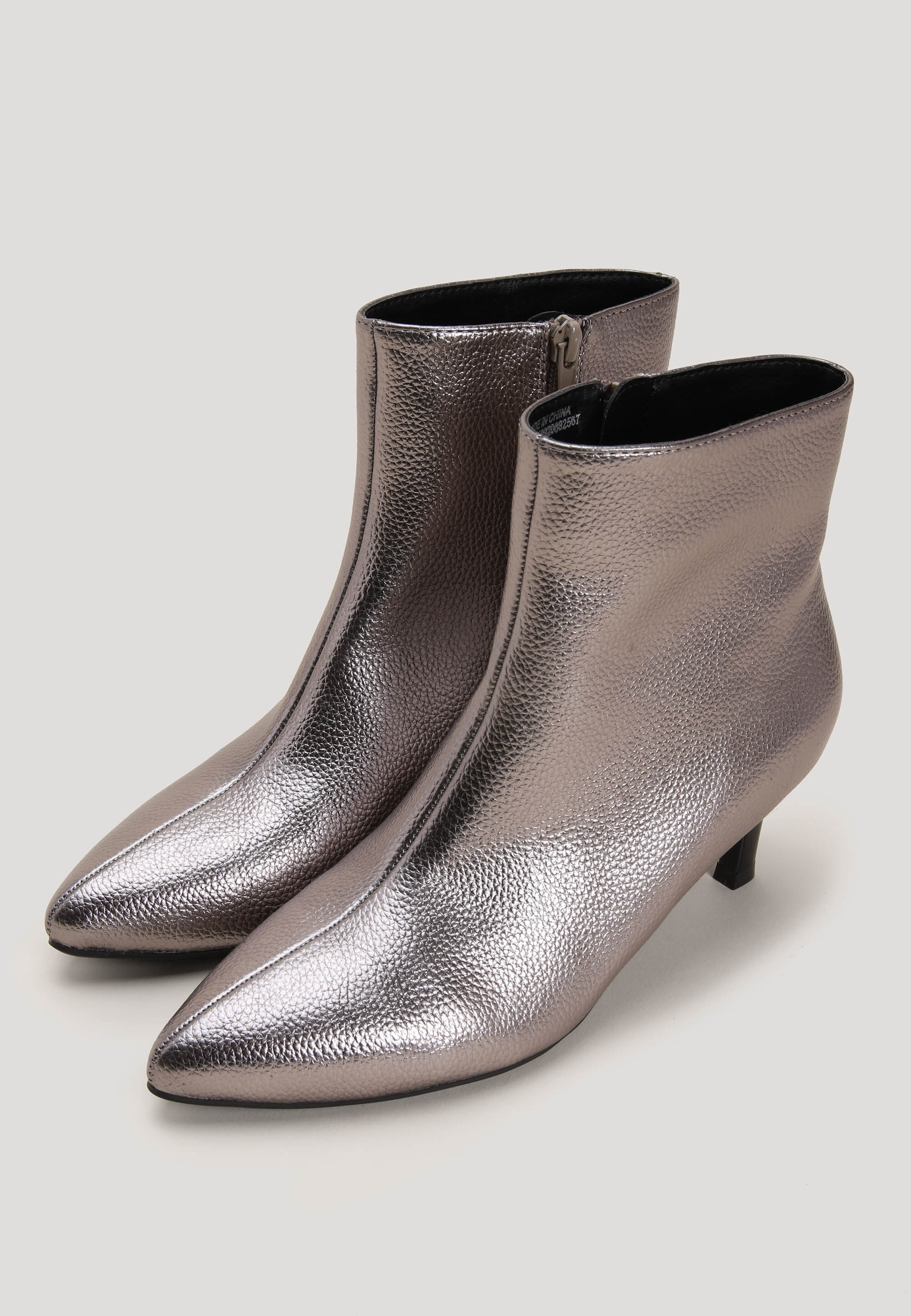 Silver kitten heel ankle boots cheap