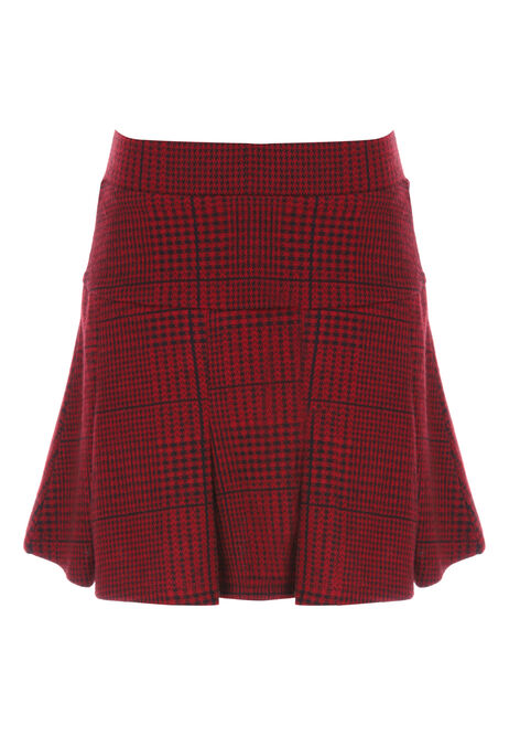 Younger Girls Red Check Pleated Skirt