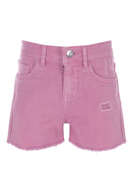 Older Girls Pink Distressed Denim Shorts