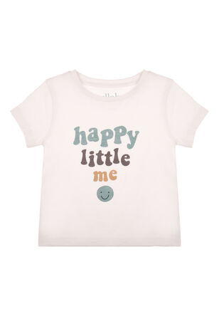 Baby Boys White Happy Little Me T-Shirt