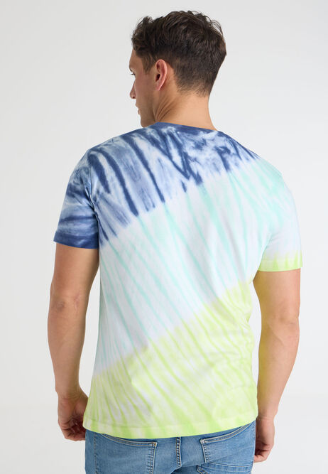 Mens Blue Tie-Dye Print T-shirt