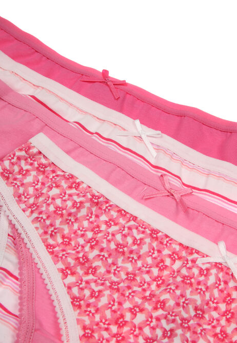 Womens 4pk Pink Stripe Print Thongs