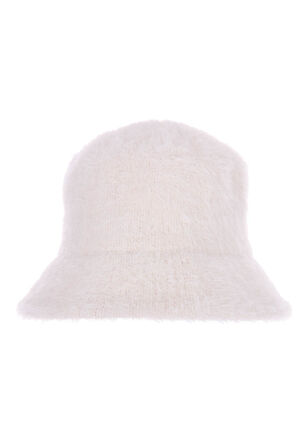 Womens Light Cream Eyelash Bucket Hat