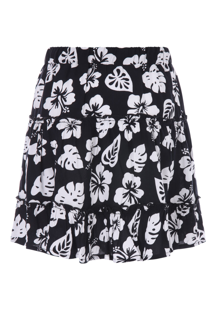 Older Girls Black and White Floral Skirt | Peacocks