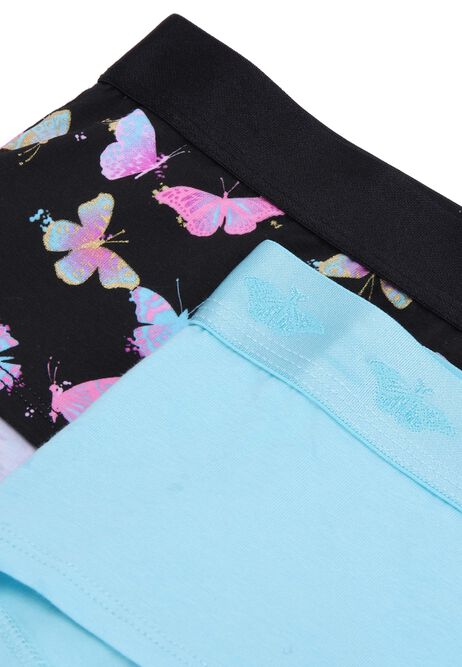 Older Girls 2pk Black Butterfly Print Shorts