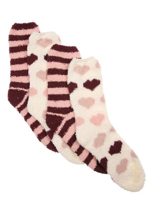 Womens 2pk Red Heart Marshmallow Socks