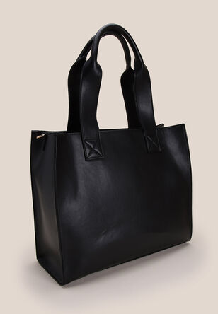 Womens Black Structured Tote Bag