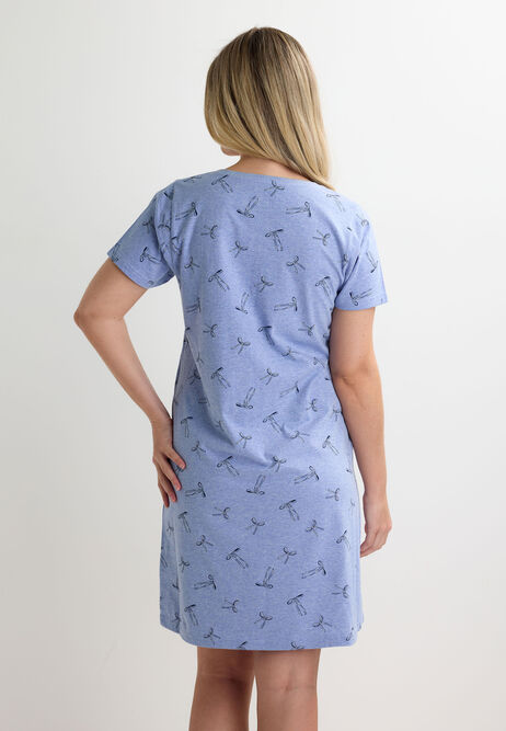 Womens Blue Bow Print Essential Nightdress