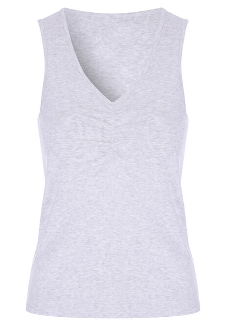 Womens Grey Ruched Front Vest