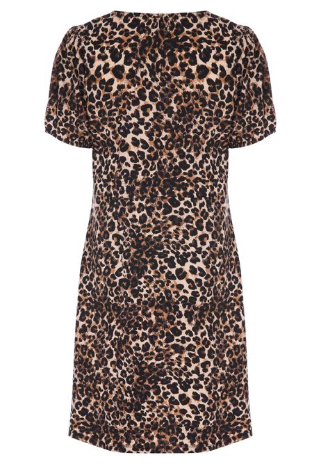 Womens Brown Animal Print Jersey Shift Dress