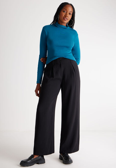 Womens Turquoise Blue Roll Neck Top
