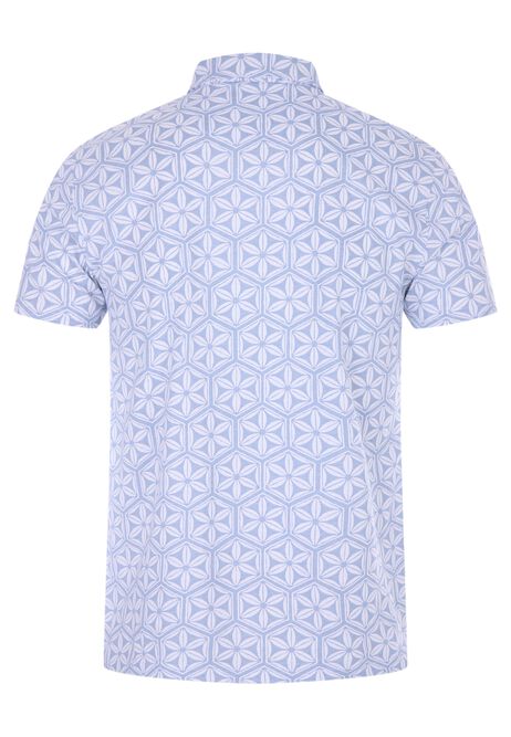 Mens Light Blue Tile Print Polo Shirt