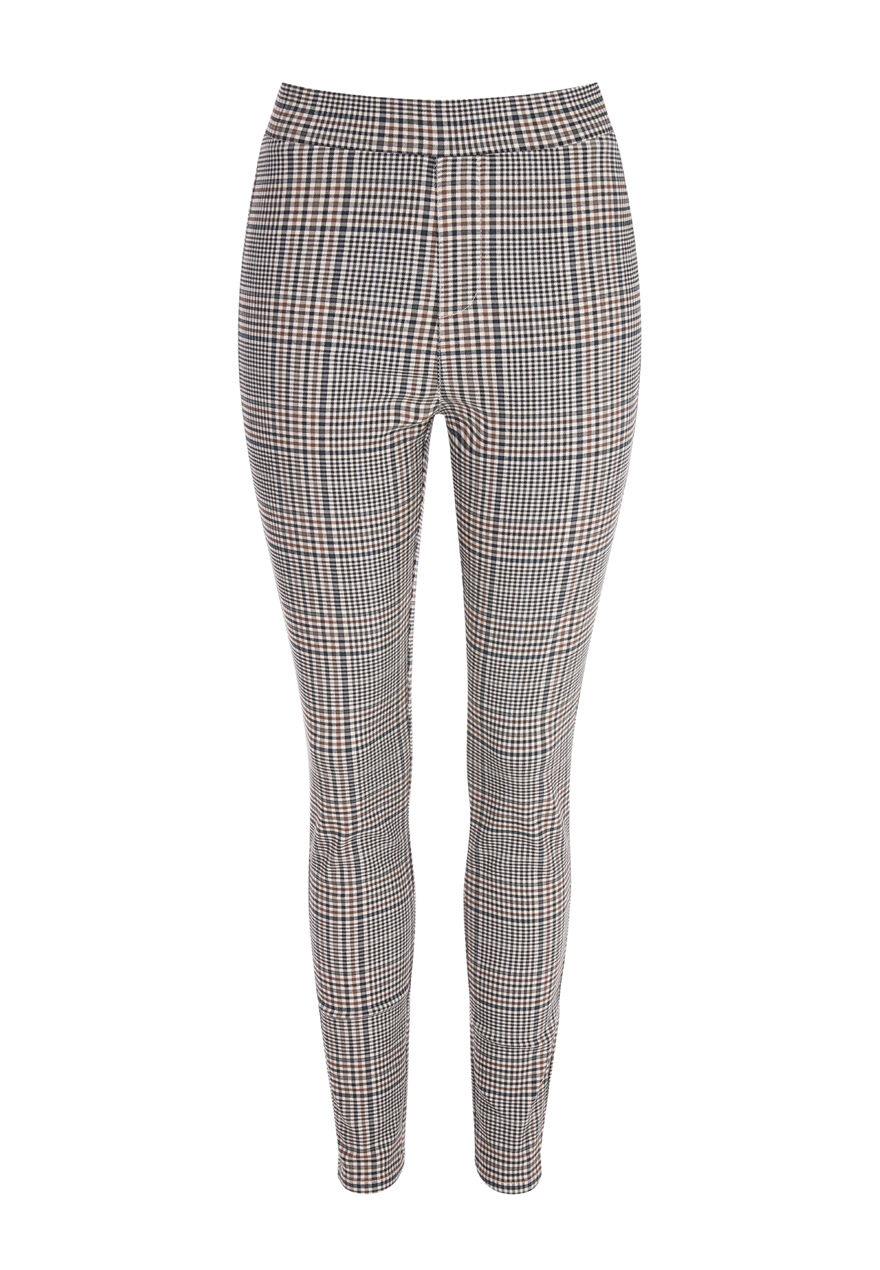 Womens Brown Check Skinny Trousers Peacocks