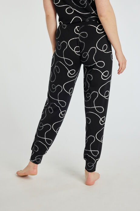 Womens Black & White Soft Touch Pyjama Bottoms 