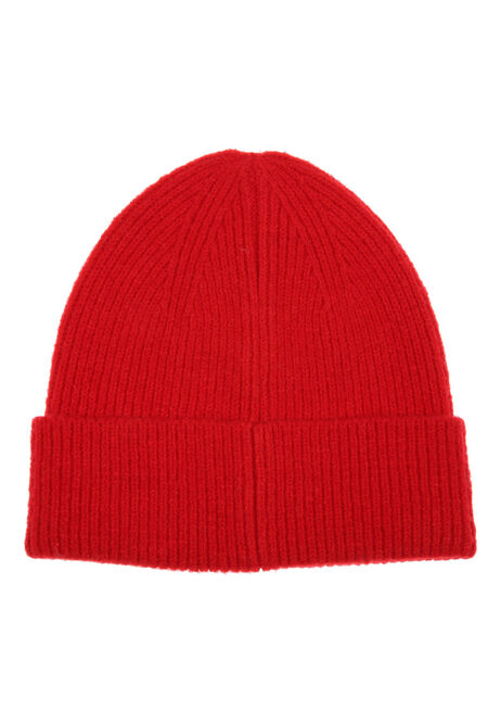 Womens Red Ribbed Beanie Hat | Peacocks