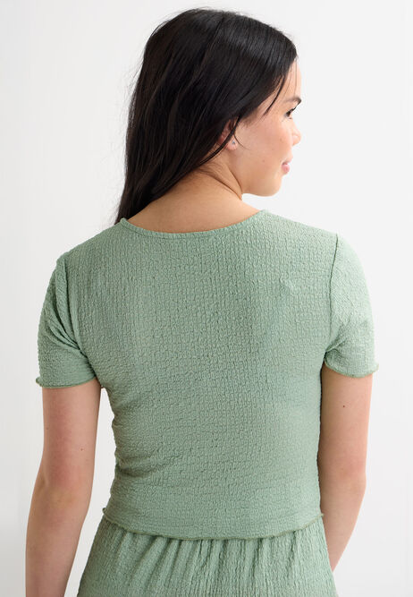 Older Girls Khaki Green Crinkle Top