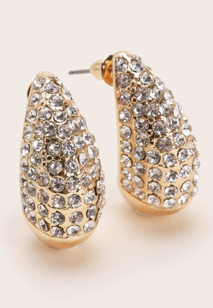 Womens Gold Diamante Embellished Teardrop Earrings