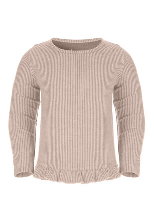 Younger Girls Beige Cosy Ribbed Top 