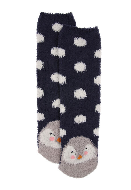 Womens Blue Penguin Marshmallow Socks
