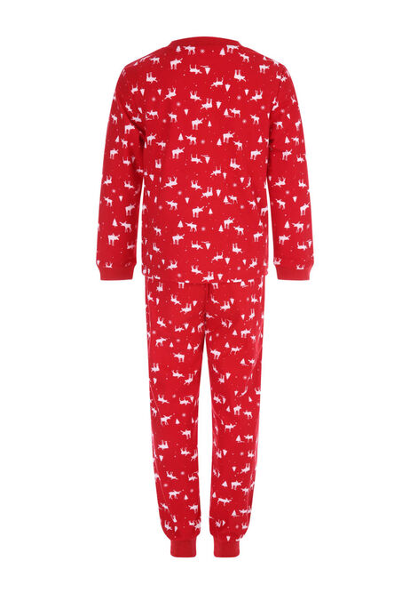 Girls Red & White Reindeer Pyjama Set 