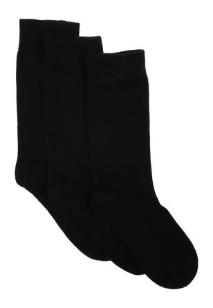 Womens 3pk Plain Black Cushioned Sole Socks
