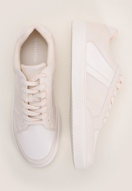Mens Cream Lace Up Trainers 