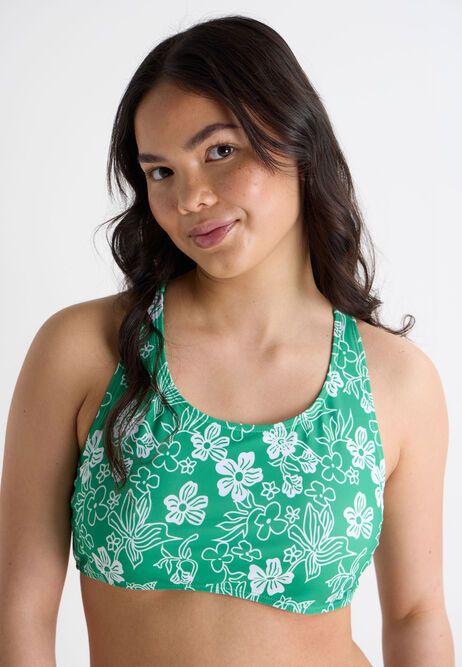 Older Girls Green Floral Print Bikini