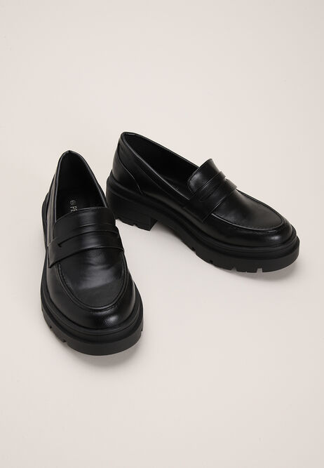 Womens Chunky Black Loafer
