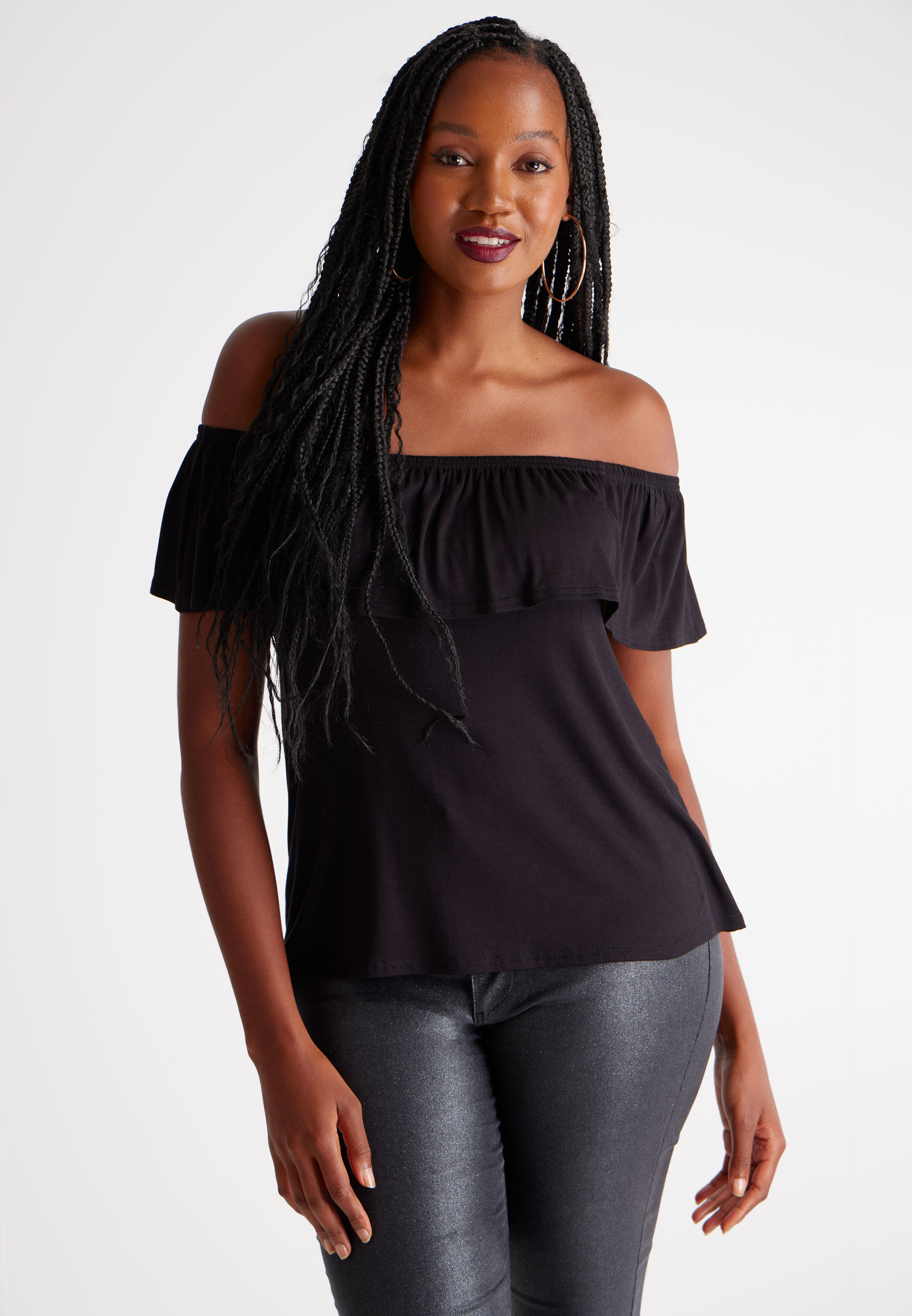 Womens black on sale bardot top