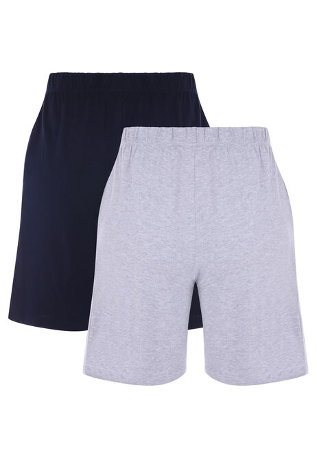 Mens 2pk Navy & Grey Jersey Pyjama Shorts