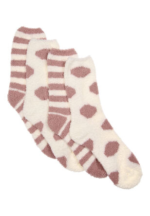 Womens 2pk Pink Spot Marshmallow Socks