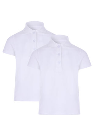 Older Girls White 2pk Polo Shirts