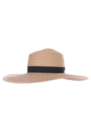 Womens Natural Large Boater Hat