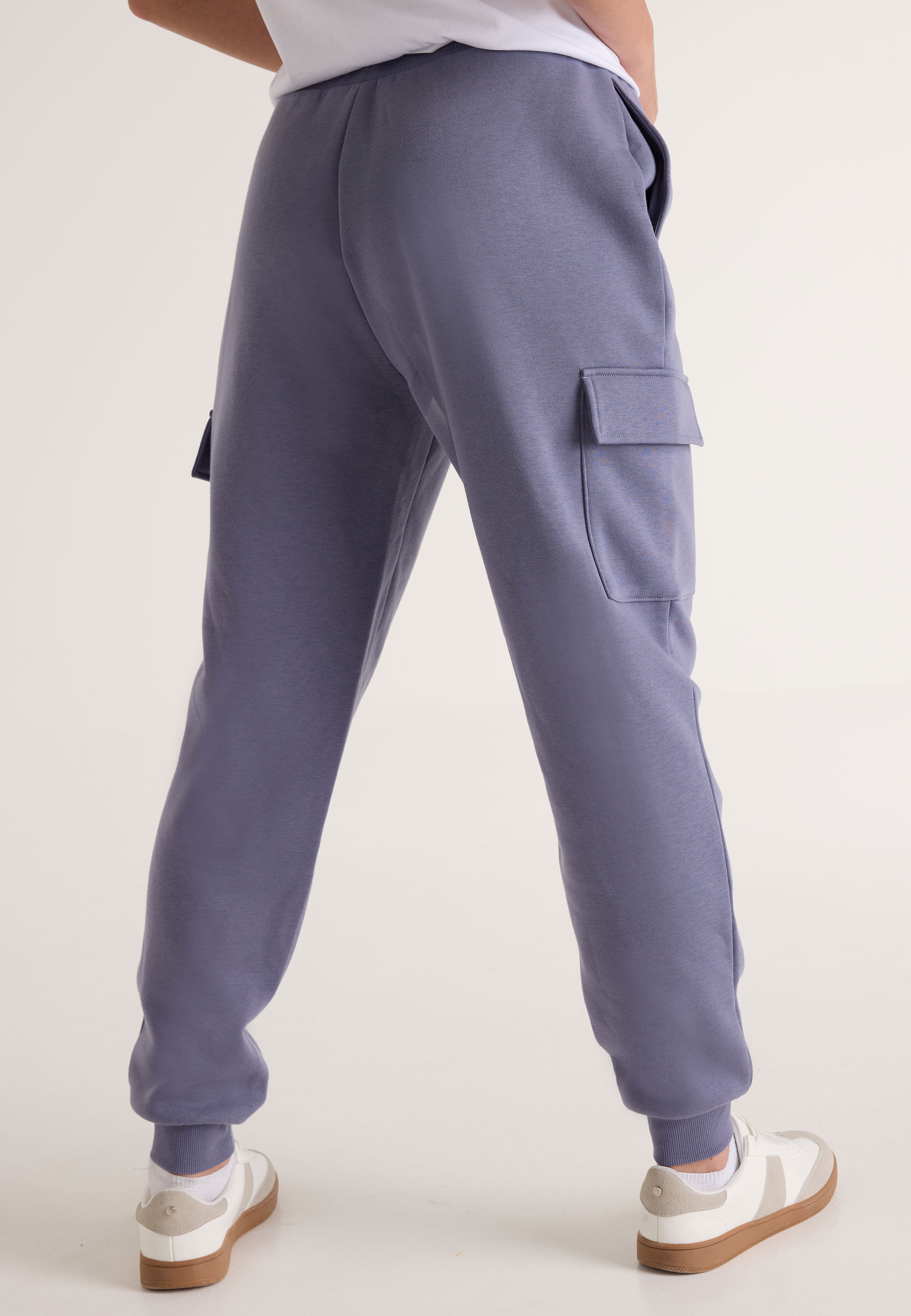Womens Plain Blue Cargo Joggers Peacocks