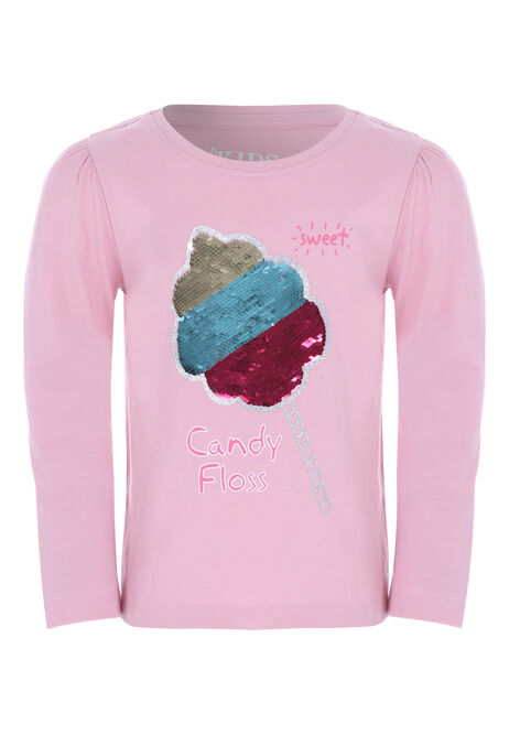 Younger Girls Pink Ice Cream Sequin Top 