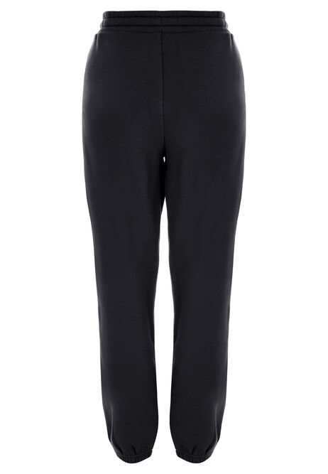 Womens Black Plain Cuffed Joggers
