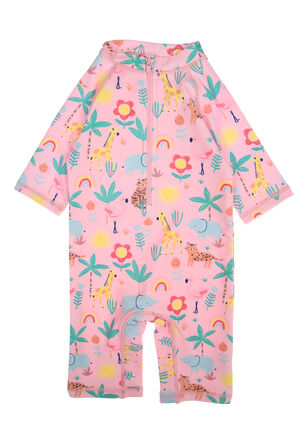 Baby Girls Pink Animal Sun Safe Swimsuit