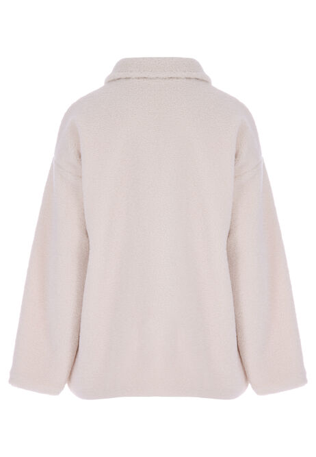 Womens Cream Borg Oversized Shacket