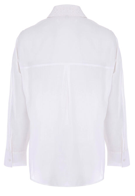 Womens White Broderie Lace Shirt