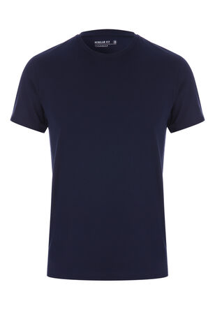 Mens Plain Navy Crew Neck T-Shirt