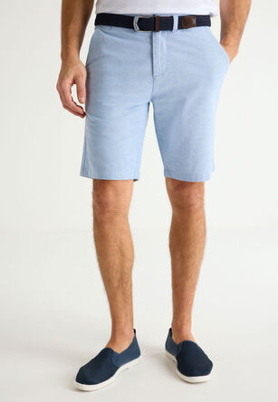 Mens Light Blue Belted Oxford Shorts